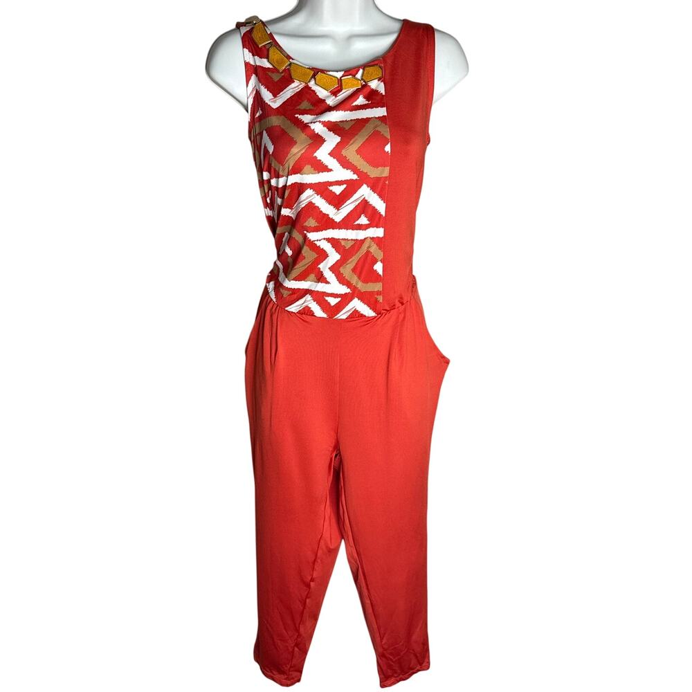 Vero Moda Burnt Orange Carol 7/8 Jersey Catsuit Jumpsuit L NWT